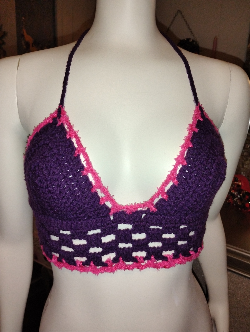 Purple and Pink Crochet Bralette - Women Intimates